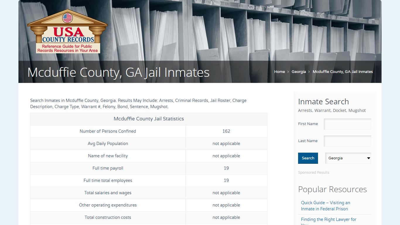 Mcduffie County, GA Jail Inmates | Name Search