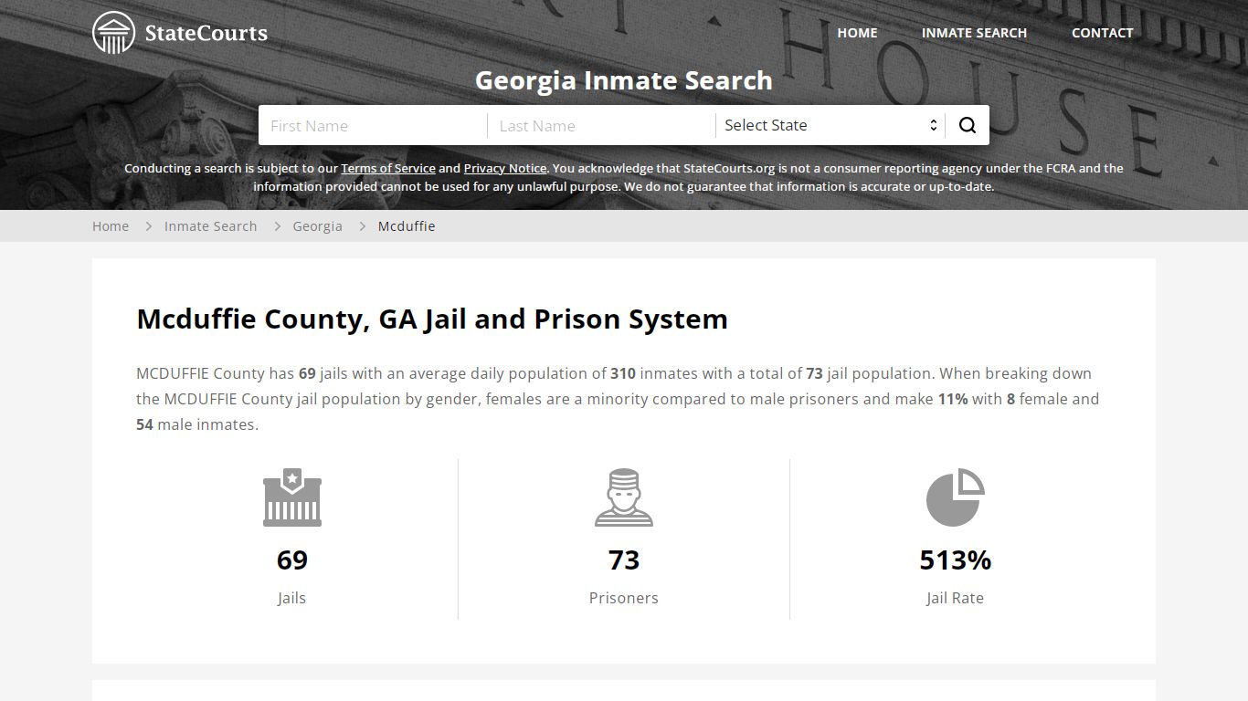 Mcduffie County, GA Inmate Search - StateCourts